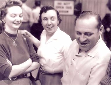 Left to right:  Violinist Irma Neumann, flutist Louella Howard and Hollywood arranger, conductor and violinist Felix Slatkin (1915 - 1963), original image courtesy of Felix's son, Fred Zlotkin. Image reprocessing by Adrienne Tripp.